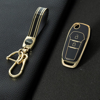 FOA2T1 Black-Gold Plating Car Key Cover Hot Sale TPU Car Key Case for Ford ESCORT Edge Taurus Ecosport