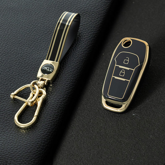 FOA2T1 Black-Gold Plating Car Key Cover Hot Sale TPU Car Key Case for Ford ESCORT Edge Taurus Ecosport