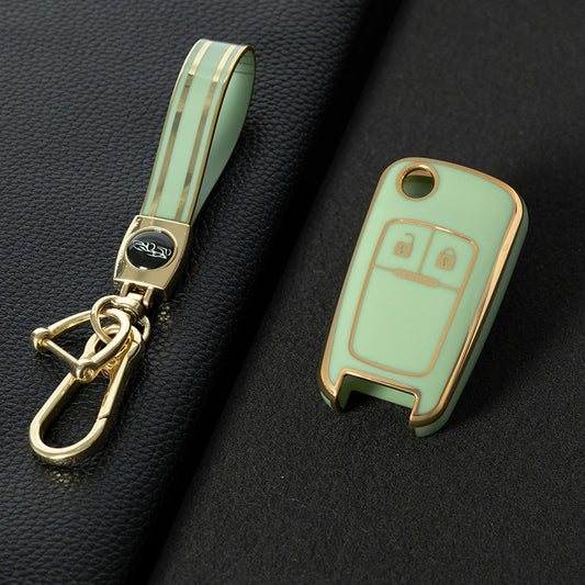 CED4T1 Green-Gold Plating Car Key Cover TPU Key Cover for Chevrolet Cruze Aveo Trax Sail Malibu for Opel Vauxhall Astra Corsa Meriva Insignia Key case