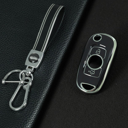 BUB1T1 Black-Silver Plating Soft TPU Car Flip Key Case Cover for Buick VERANO ENCORE GX GL6 for Opel Vauxhall Astra K Corsa E Protector Shell Accessories