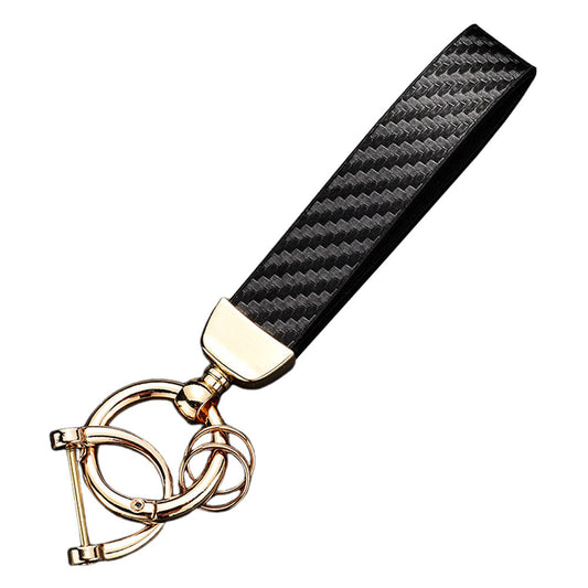 Carbon Fibre Pattern Car Keychain Personalised LOGO Colour Printing Key Chain Anti-lost Leather Key Ring Pendant