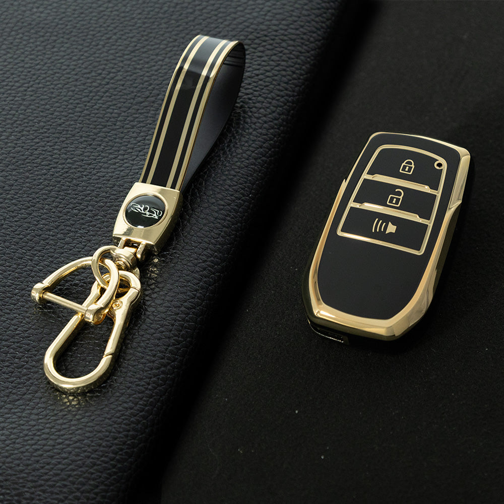 TOC5T1 Black-Gold Plating TPU Car Key Case Cover For Toyota Yaris Rav4 Corola CHR Camry