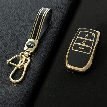 TOC5T1 Black-Gold Plating TPU Car Key Case Cover For Toyota Yaris Rav4 Corola CHR Camry