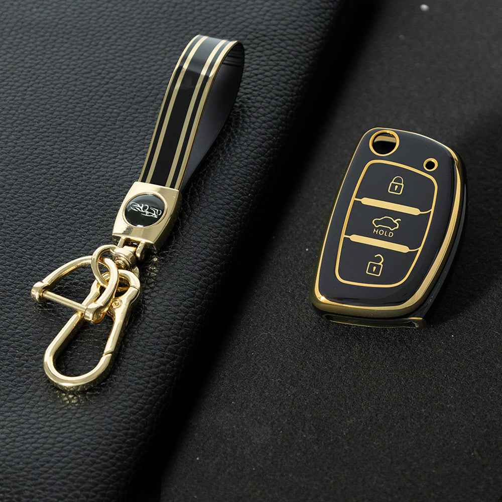 HYF1T1 Black-Gold Plating For Hyundai 2024 Auto TPU China Wholesale Hyundia Tucson 2018 Car Key Cover for Car Keys