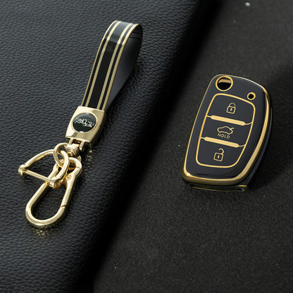 HYF1T1 Black-Gold Plating For Hyundai 2024 Auto TPU China Wholesale Hyundia Tucson 2018 Car Key Cover for Car Keys