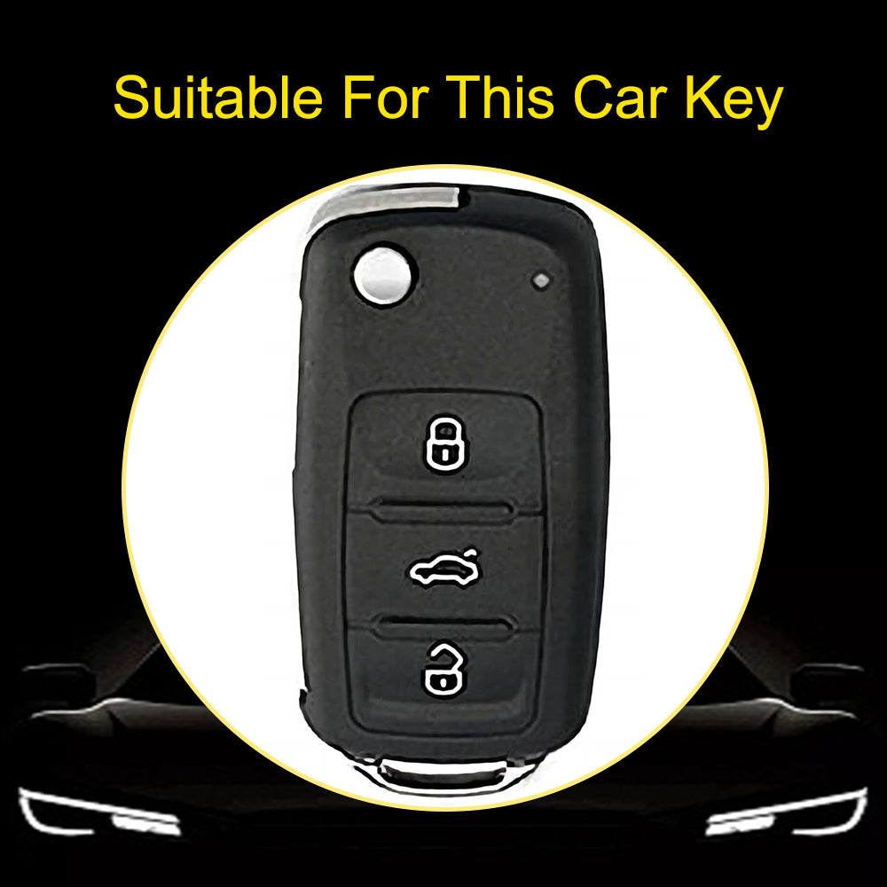 VOB1T1 Black-Gold Plating Car Key Cover For Volkswagen Sagitar PASSAT CC Polo Skoda Key Rings Keychain