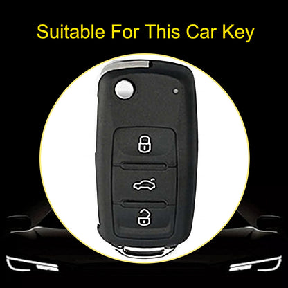 VOB1T1 Black-Gold Plating Car Key Cover For Volkswagen Sagitar PASSAT CC Polo Skoda Key Rings Keychain