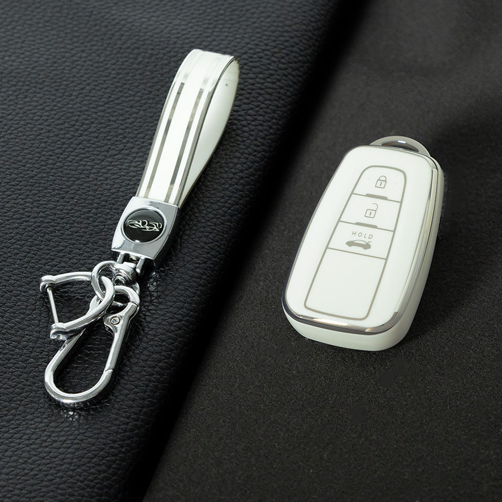 TOB1T1 White-Silver Plating Car Key Cover For Toyota Rav4 Corolla CHR Verso Hilux Chaveiro Keyless Bag Car Accessories Key Cover TPU