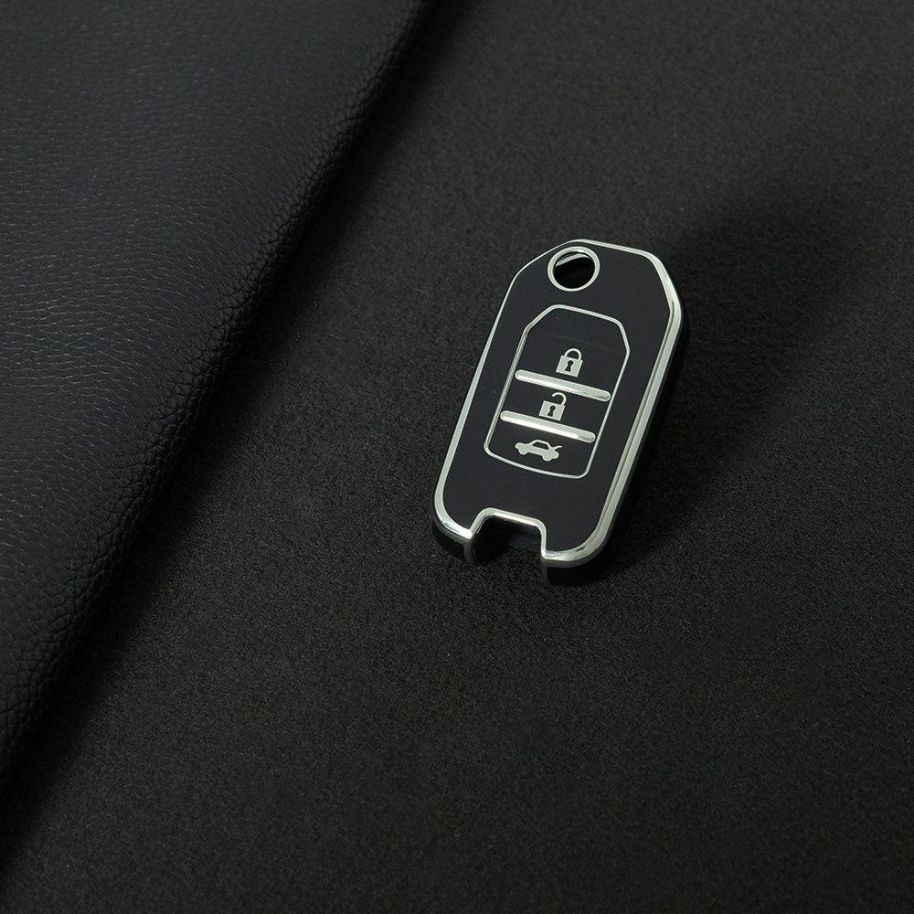 HOC1T1 Black-Silver Plating Car Key Cover 2022 New High Quality TPU Car Key Case for Honda Civic Accord CRV CR-V XRV Car Key Shell Cover