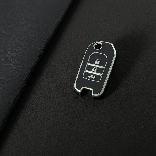 HOC1T1 Black-Silver Plating Car Key Cover 2022 New High Quality TPU Car Key Case for Honda Civic Accord CRV CR-V XRV Car Key Shell Cover