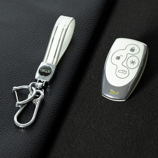 UNZ1T1 White-Silver Plating TPU Car Key Case Cover for Universal Refit Llave Creative Anti Fall Wear Resisting Auto Accessory