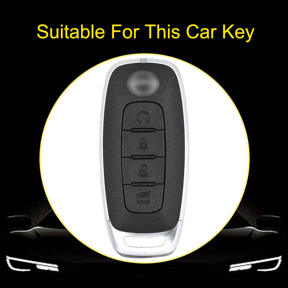 NIA7T1 White-Silver Plating TPU Car Key Cover Fob Holder Suitable for Nissan Sylphy Bluebird Teana X-Trail Murano GTR