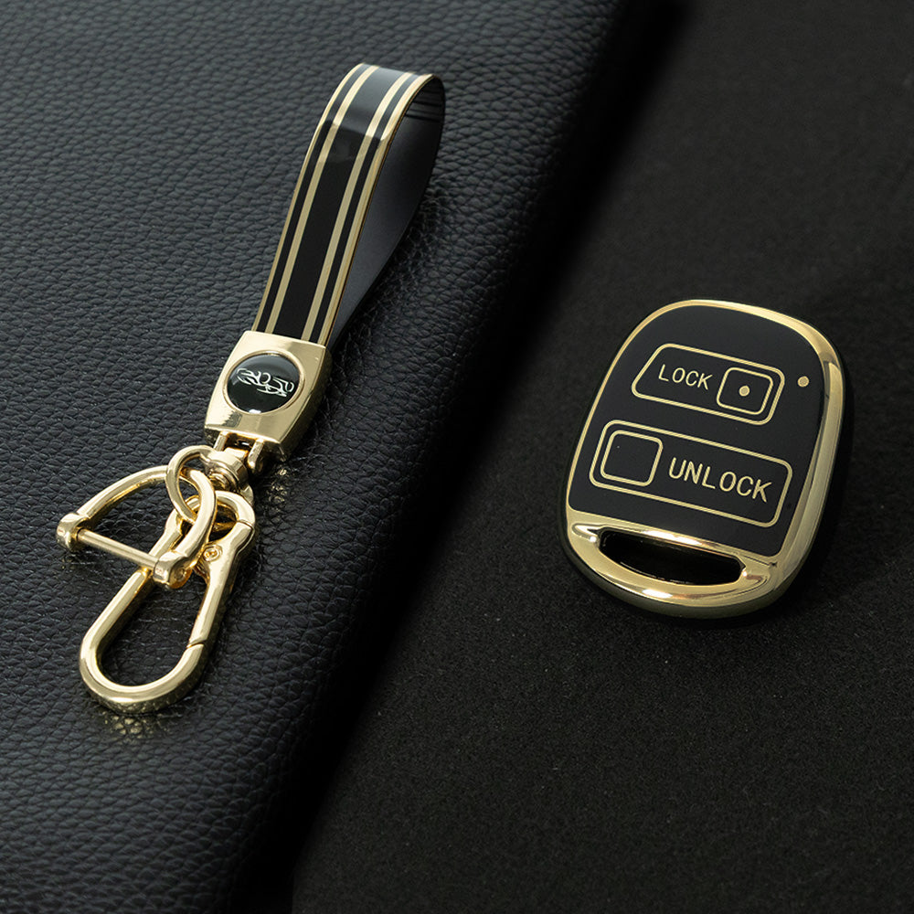 TON2T1 Black-Gold Plating TPU Car Key Case Cover for TOYOTA CAMRY RAV4 Corolla PRADO YARIS Tarago for LEXUS
