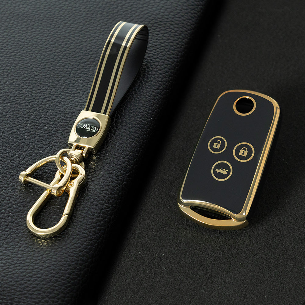 HOE1T1 Black-Gold Plating TPU Car Key Case Cover for Honda Civic Accord Jazz CRV HRV CRZ for Acura TL TSX ZDX RSX
