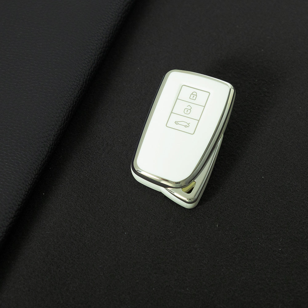 LEA1T1 White-Silver Plating Silver Edge Lightweight Protective Case Premium Soft TPU for Lexus ES200 ES350 LC500 LS500 UX200 ES300h GX460 RX350h NX450
