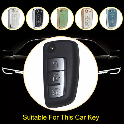 NIC1T1 Purple-Silver Plating Car Key Cover Soft TPU Car Remote Key Case Cover Shell for Nissan X-Trail Qashqai J11 Juke Murano Micra Tiida Maxima Altima Kicks Accessories