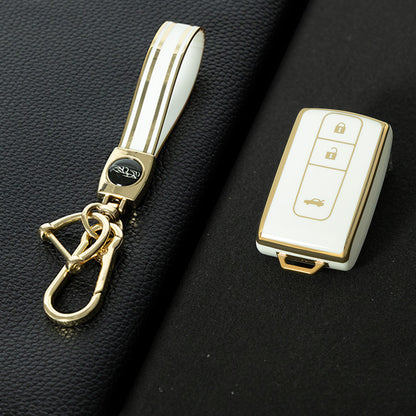 TOF3T1 White-Gold Plating TPU Car Key Case Cover for Toyota Prius Corolla 2004 2005 2006 2007 2008 2009 Verso Camry