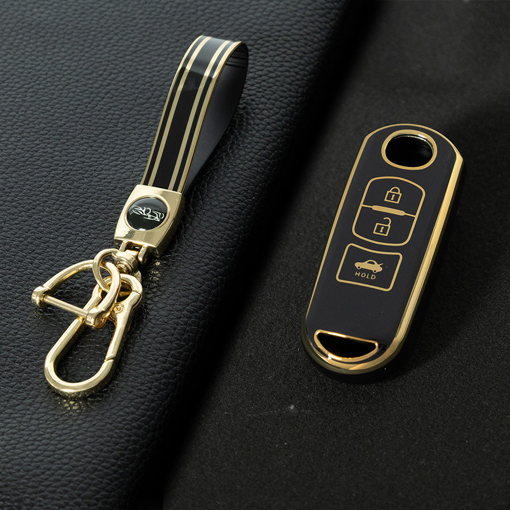 MAB5T1 Black-Gold Plating TPU Car Key Cover for Mazda 2 3 6 Axela Atenza CX-5 CX5 CX-3 CX-7 CX8 CX-9 2016 2017 2018