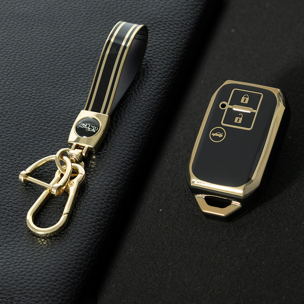 SUB3T1 Black-Gold Plating TPU Car Key Cover for Suzuki Swift 2020-2021