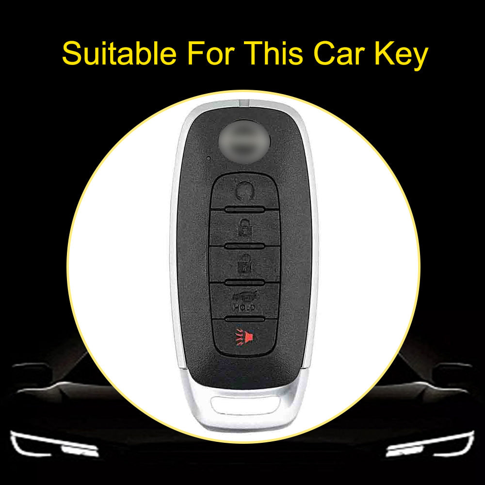 NIA3T1 White-Silver Plating TPU Car Key Cover Soft Key Shell Fob Holder Suitable for Nissan Sylphy Bluebird Teana X-Trail Murano GTR