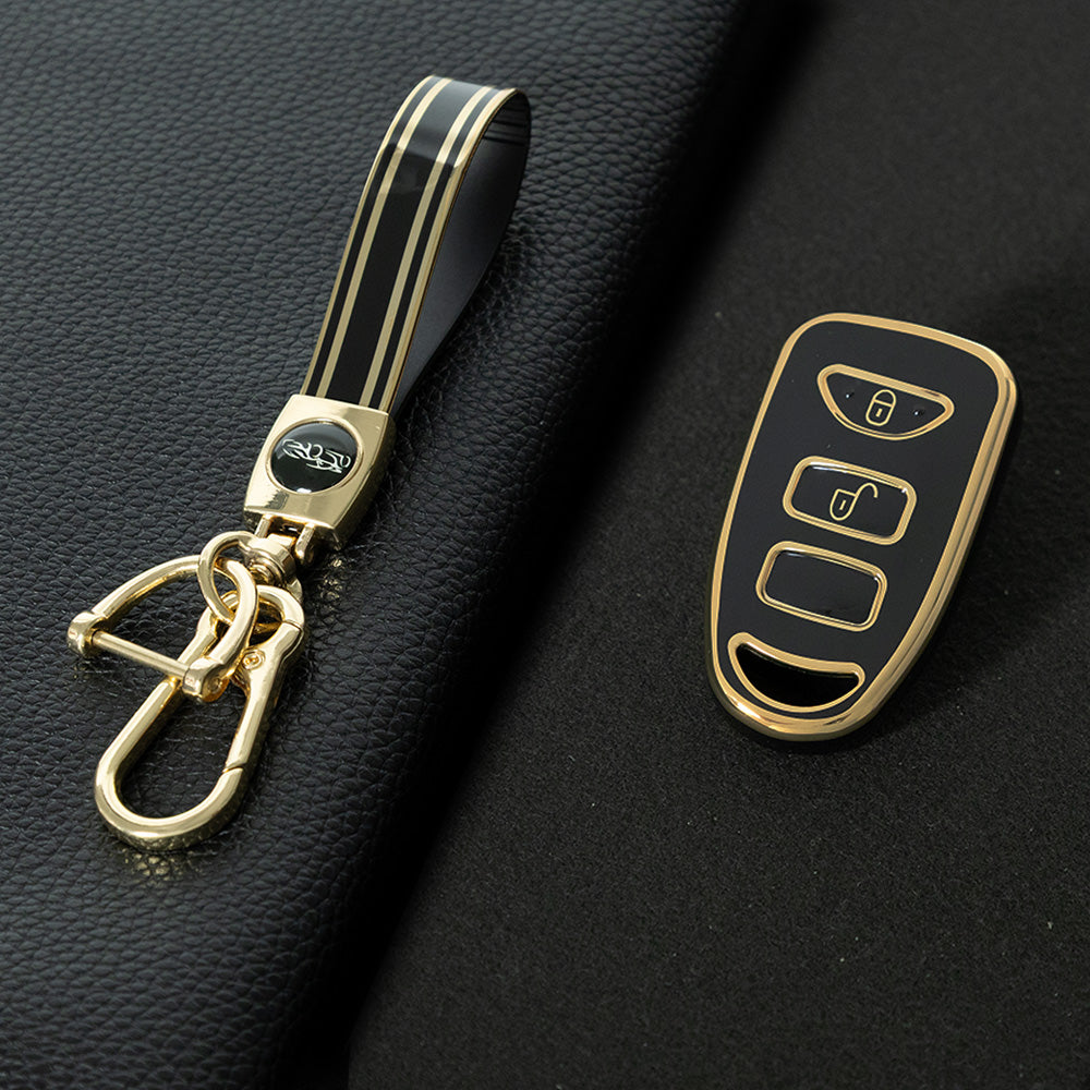 HYJ1T1 Black-Gold Plating TPU Car Key Case Cover Shell for KIA for Hyundai Tucson SONATA Santa Fe Rohens Coupe Cerat