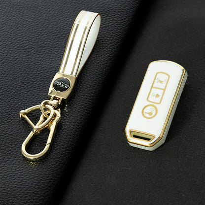 HOQ1T1 White-Gold Plating For Honda PCX ADV 150 Sh 125 ADV 150 PCX 150 Smart Remote Full Protection Cover TPU Key Case Accessory Car Key Accessories