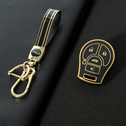 NIE4T1 Black-Gold Plating TPU Car Key Cover for Nissan Sylphy MARCH TIIDA X-TRAIL Qashqai KICKS SUNNY