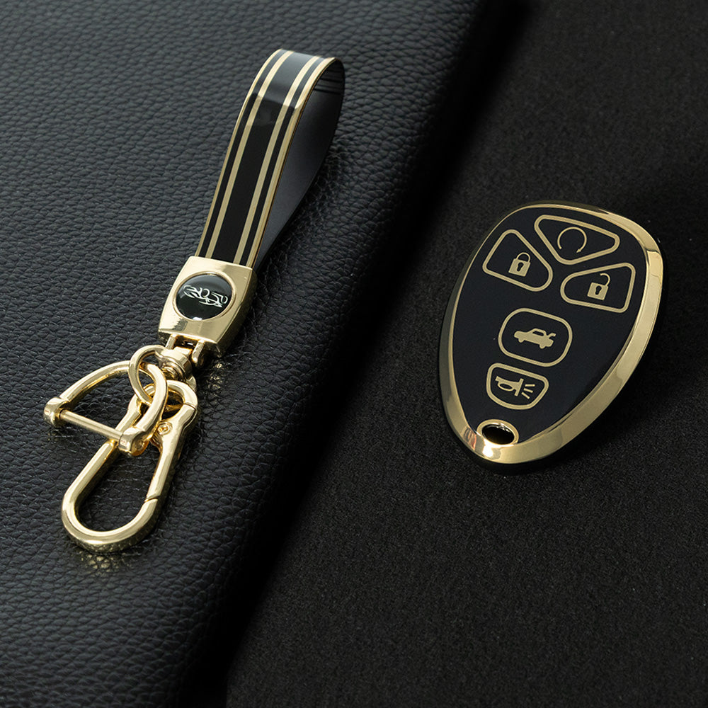 CEP2T1 Black-Gold Plating Car Key Cover Case for Chevrolet 5 Button