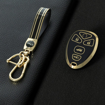 CEP2T1 Black-Gold Plating Car Key Cover Case for Chevrolet 5 Button