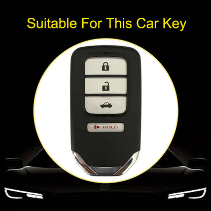 HOA10T1 White-Silver Plating TPU Car Key Case Cover for Honda Accord Civic Passport Pilot Odyssey Ridgeline HRV CRV