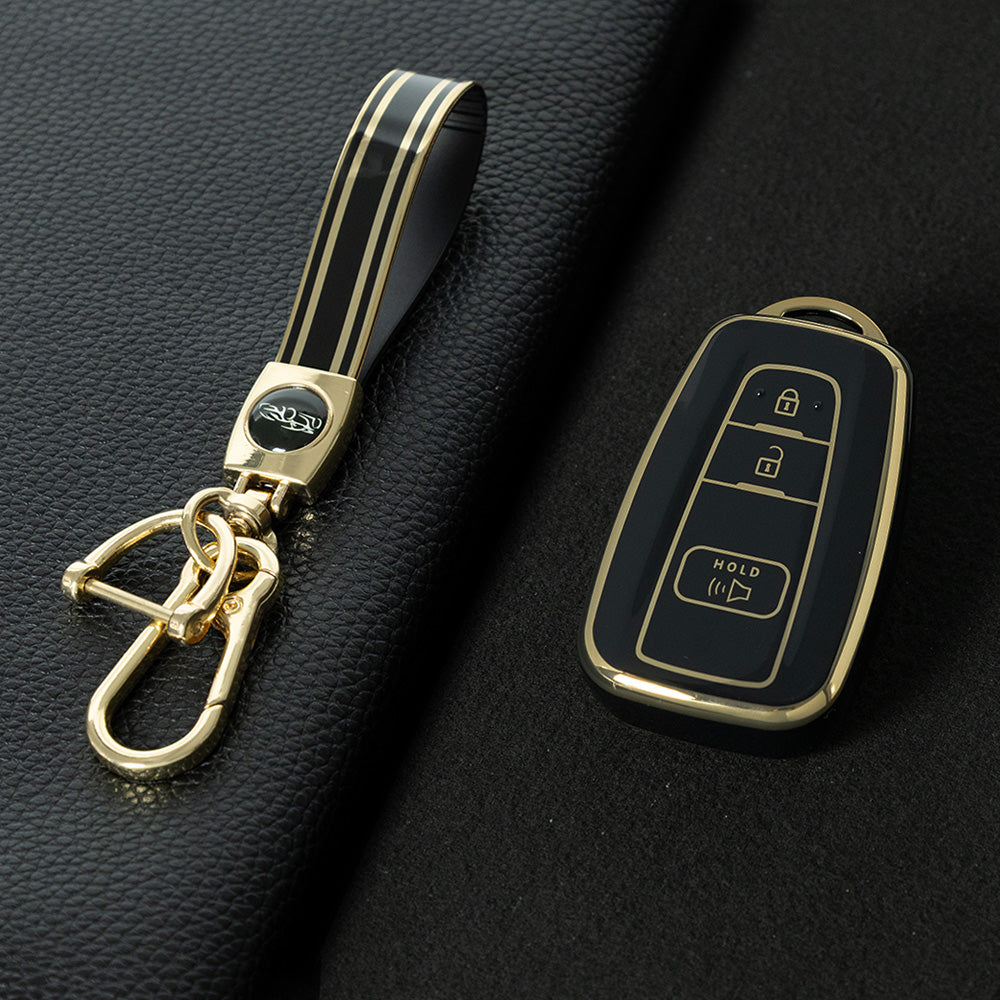TOB3T1 Black-Gold Plating Key case for Toyota Key Shells Noah 80/Voxy 80/Harrier 60/Esquaire/New Sienta Car Key Case TPU Protect Cover Carkey Shells