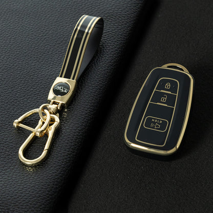 TOB3T1 Black-Gold Plating Key case for Toyota Key Shells Noah 80/Voxy 80/Harrier 60/Esquaire/New Sienta Car Key Case TPU Protect Cover Carkey Shells