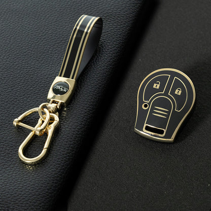 NIE2T1 Black-Gold Plating TPU Car Key Cover for Nissan Sylphy MARCH TIIDA X-TRAIL Qashqai KICKS SUNNY