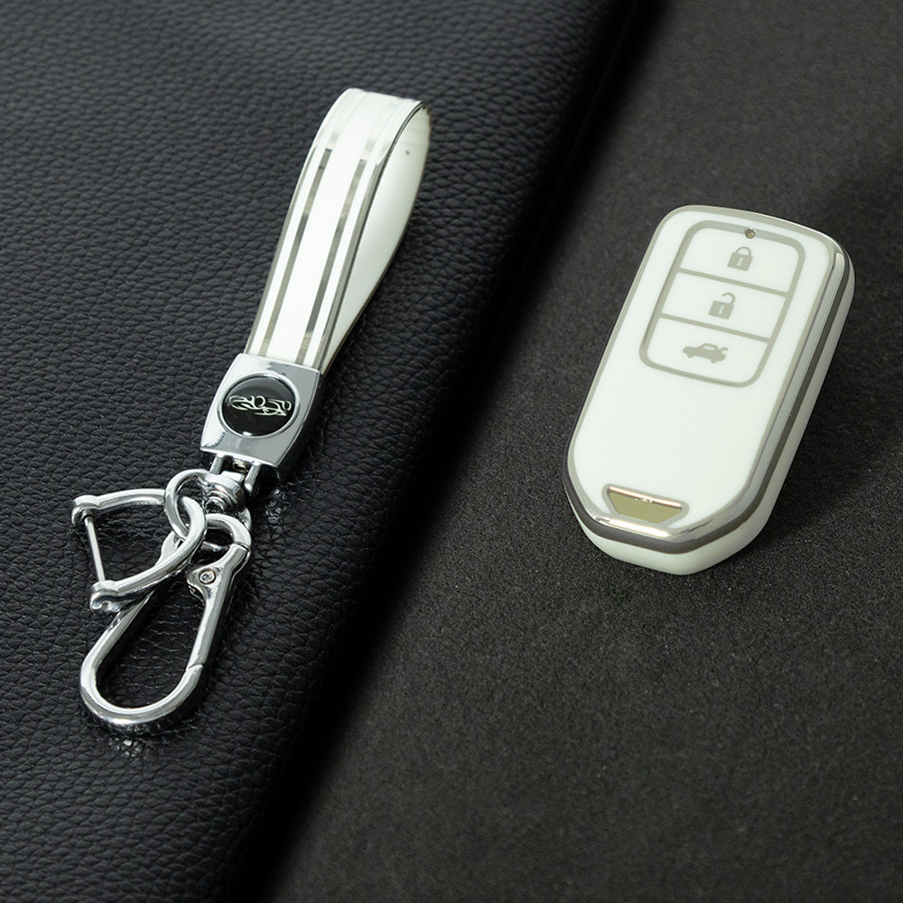 HOA1T1 White-Silver Plating Car Key Cover For Honda Car Key Cover New TPU Car Remote Key Case Cover 2/3/4/5 Buttons Car Key Protector Holder