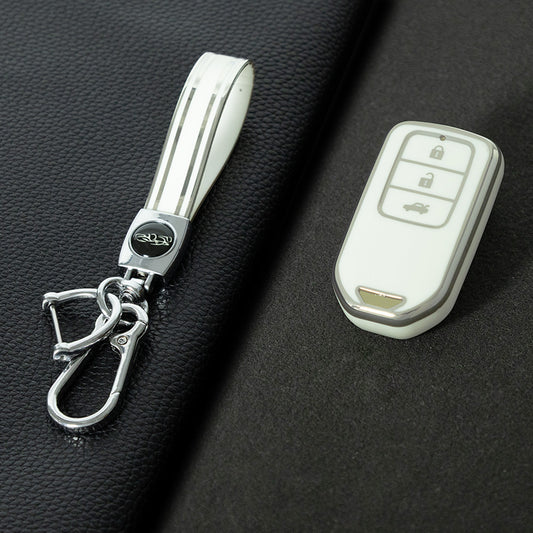 HOA1T1 White-Silver Plating Car Key Cover For Honda Car Key Cover New TPU Car Remote Key Case Cover 2/3/4/5 Buttons Car Key Protector Holder