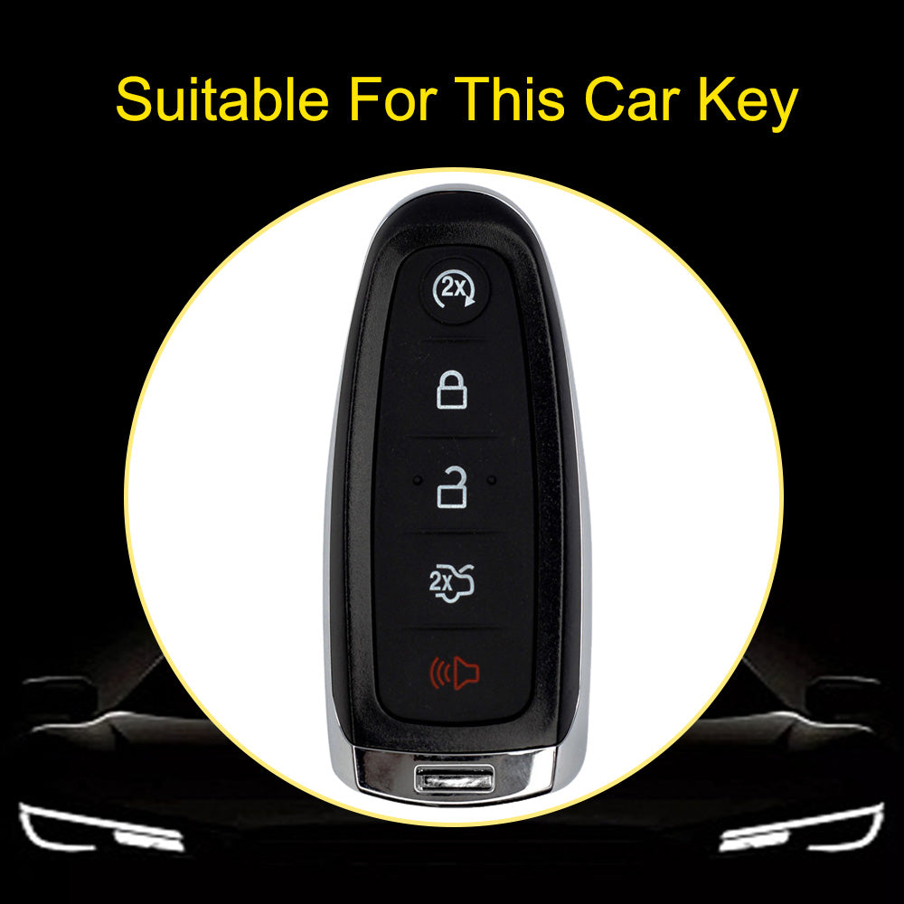 FOJ1T1 Black-Gold Plating Soft TPU Car Remote Key Case Cover Shell for Ford Fusion Fiesta Mondeo Ecosport Kuga Escort Everest Ranger F150 Protector Holder