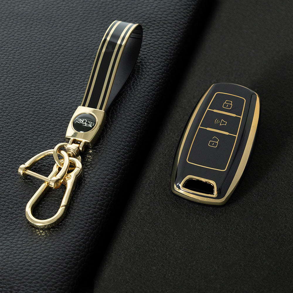 GRA1T1 Black-Gold Plating Car Key Cover TPU Car Key Case Cover Holder Shell for Great Wall POER Haval Hover H1 H4 H6 H7 H9 F5 F7 H2S GMW Coupe Auto Key Accessories
