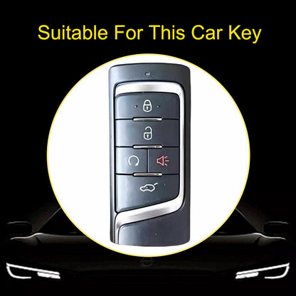 TRA2T1 Black-Silver Plating Car Key Cover TPU Premium Soft Car Key Case Cover Shell for Trumpchi GA4/8/6 GS3/GS5/4COUPE/GS8 M6 M8 Key Rings Keychain Bag Accessory