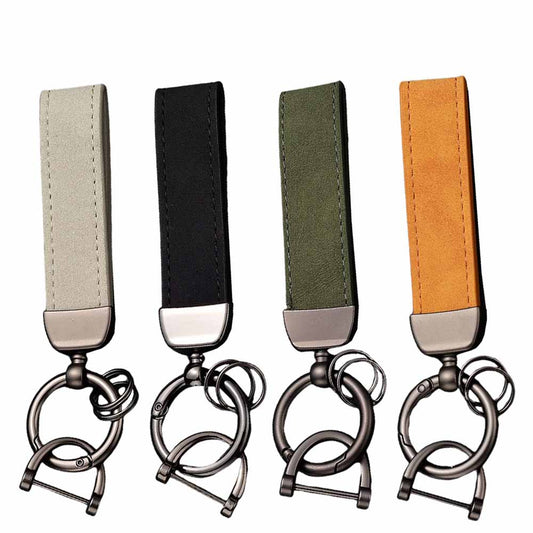 Personalized Design Gifts Engraved Car Logo Key Ring Chain Metal Turning Fur Custom Leather Keychain