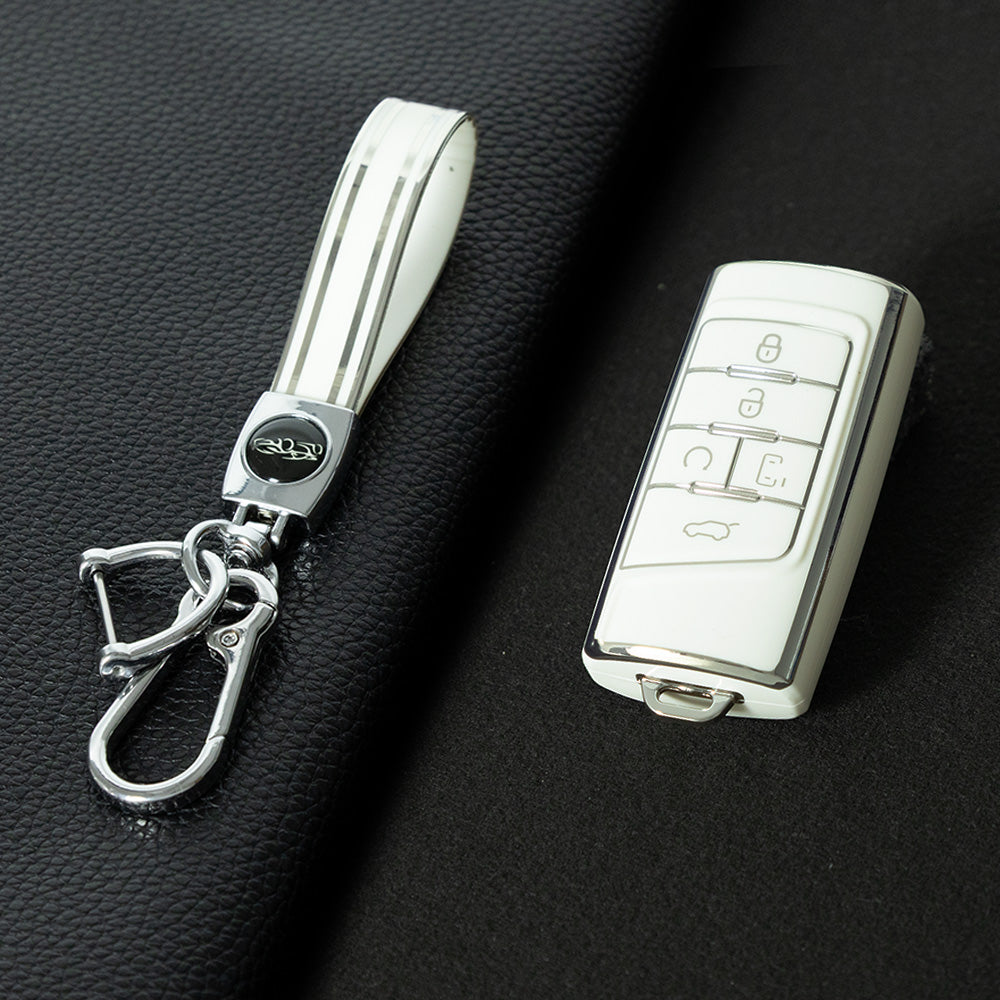 TRA1T1 White-Silver Plating New Soft TPU Car Remote Key Case Cover Holder for GAC Trumpchi GS4 GM8 GA3 GA6 SGS7 GA4 GS5 GS3 Legend GS8 Auto Accessories