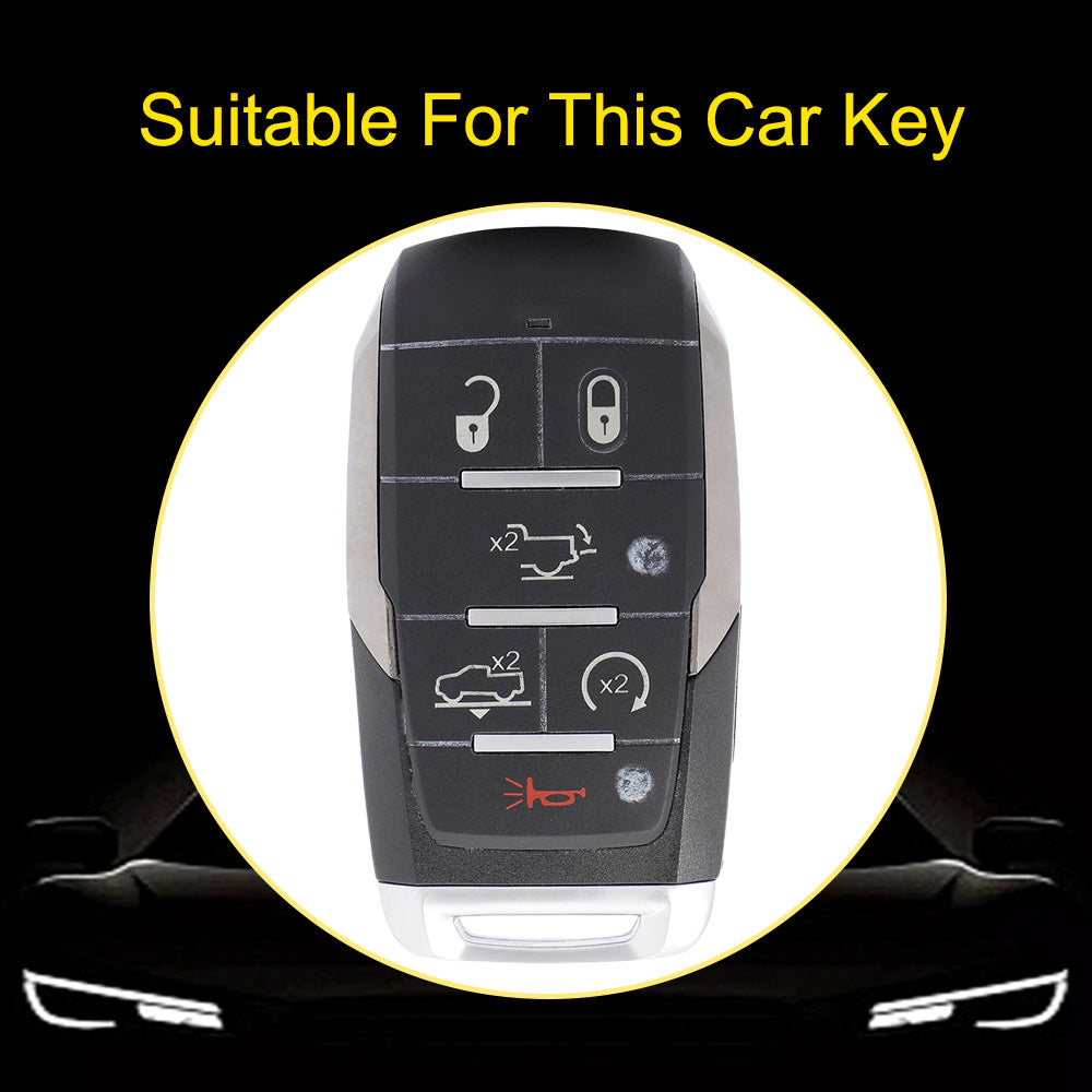 JEE1T1 Granny Grey-Gold Plating TPU Car Key Case Cover for Jeep Dodge GMC RAM Trucks T-REX Challenger Jcuv