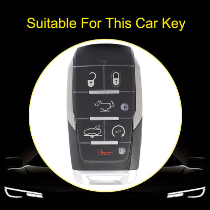 JEE1T1 Granny Grey-Gold Plating TPU Car Key Case Cover for Jeep Dodge GMC RAM Trucks T-REX Challenger Jcuv