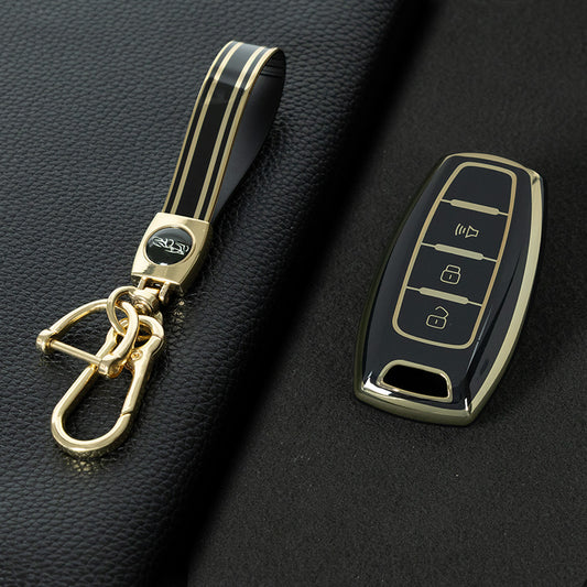 GRA4T1 Black-Gold Plating TPU Car Key Case  for Great Wall Haval Jolion 2022 H6 H7 H4 H9 F5 F7 F7X F7H H2S GMW Dargo