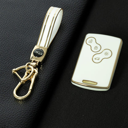 REF1T1 White-Gold Plating TPU Car Key Case Cover Shell for Renault Kaptur Captur Logan Laguna Zoe Koleos Danilo Nema Fluence Megane 2 3 Clio Scenic Duster