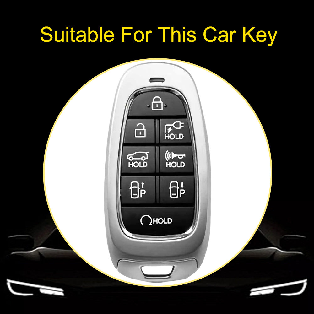 HYE5T1 Black-Gold Plating TPU Car Key Case Cover for Hyundai Tucson 2022 Santa Fe NEXO NX4 Atos Prime Solaris