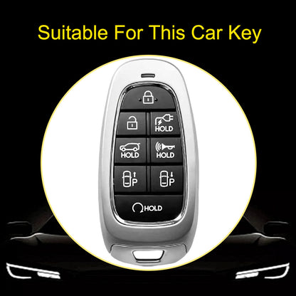 HYE5T1 Black-Gold Plating TPU Car Key Case Cover for Hyundai Tucson 2022 Santa Fe NEXO NX4 Atos Prime Solaris