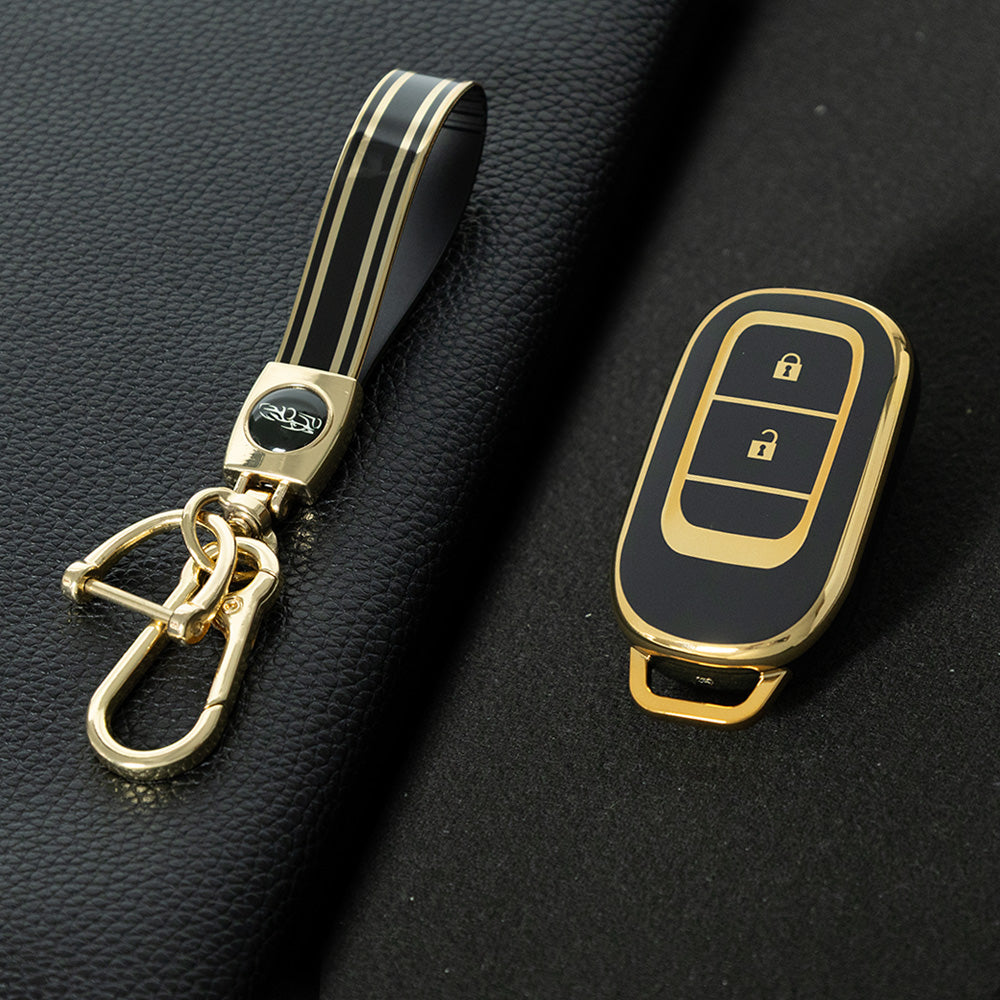 HOB2T1 Black-Gold Plating Car Key Cover Suitable for Honda CRV Style Key case Civic HRV Accord XRV Yingshipai Haoyingbin Intelligent Bag Buckle keychain