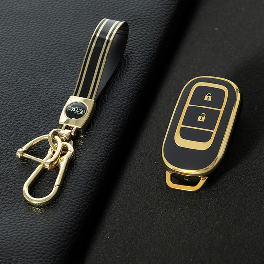 HOB2T1 Black-Gold Plating Car Key Cover Suitable for Honda CRV Style Key case Civic HRV Accord XRV Yingshipai Haoyingbin Intelligent Bag Buckle keychain