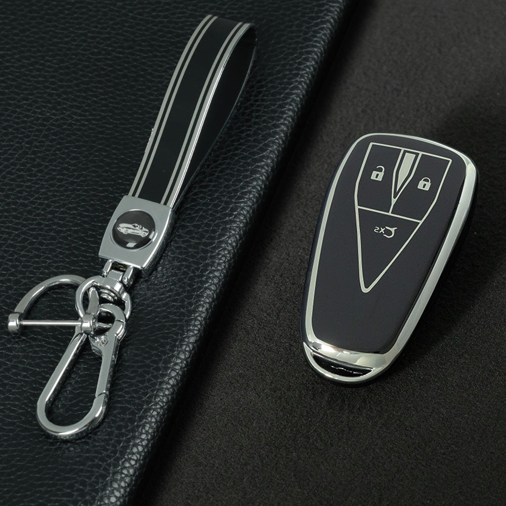 CHC1T1 Black-Silver Plating Car Key Cover For TPU Car Key Cover Shell Remote Key Protection Case Car Interior Accessories  Changan CS35 CS55 CS75 PLUS 2019