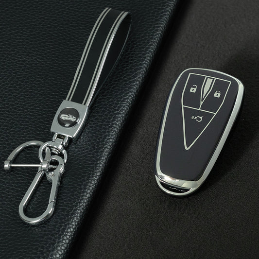 CHC1T1 Black-Silver Plating Car Key Cover For TPU Car Key Cover Shell Remote Key Protection Case Car Interior Accessories  Changan CS35 CS55 CS75 PLUS 2019